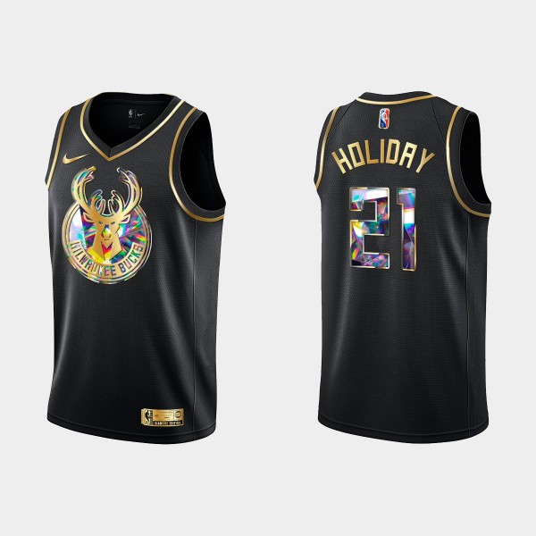 NBA Milwaukee Bucks Trikot Jrue Holiday 21 Nike 2021-22 Schwarz Golden Edition 75th Anniversary Diamond Swingman - Herren NBA Milwaukee Bucks Trikot Jrue Holiday 21 Nike 2021-22 Schwarz Golden Edition 75th Anniversary Diamond Swingman - Herren